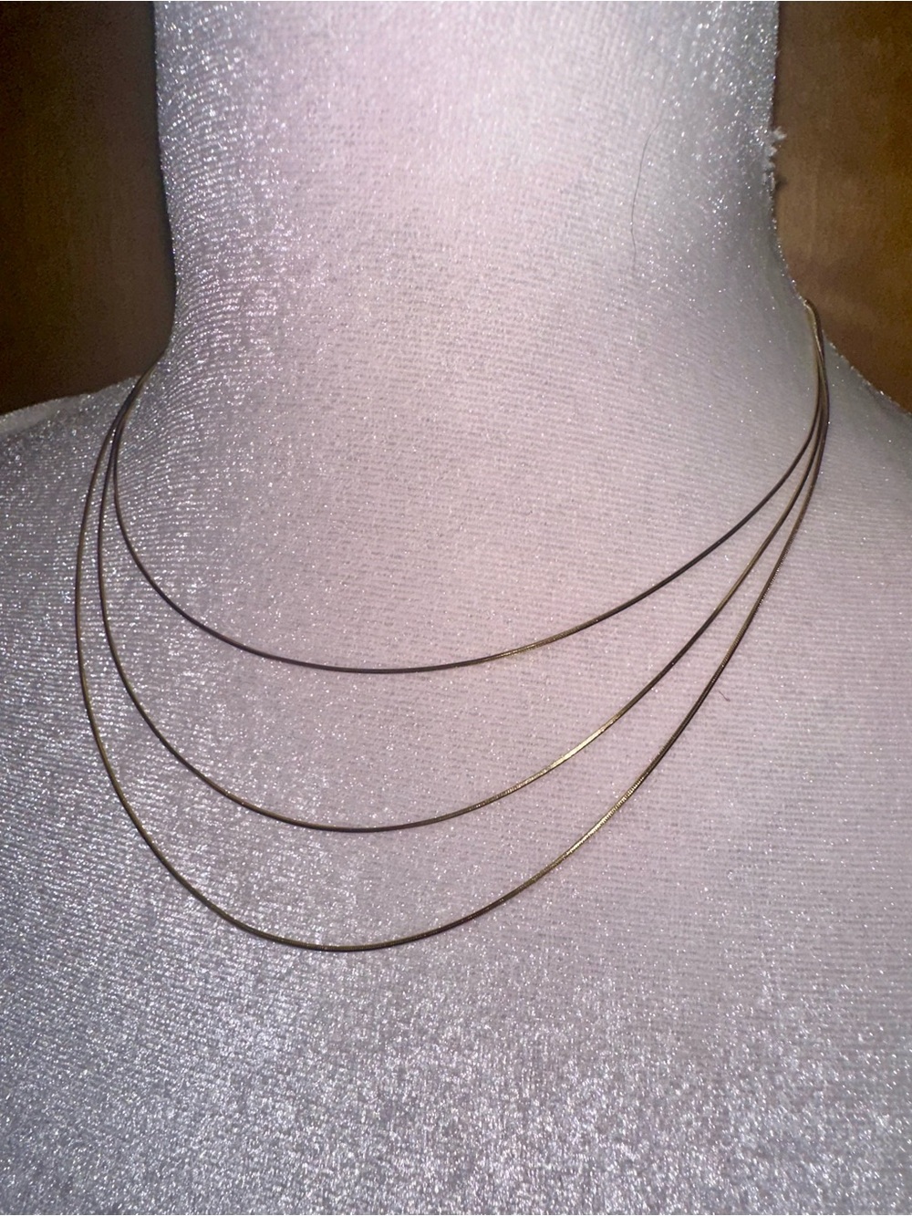 Layered Gold Minimalist Necklace - Triple Strand Sterling Silver